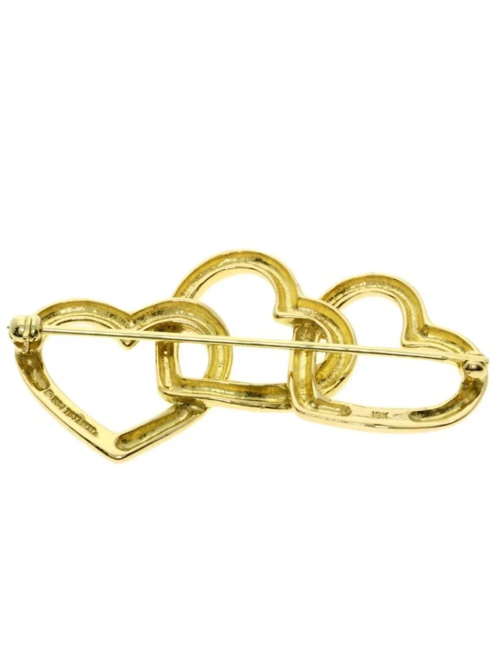 Tiffany & Co Triple Heart Brooch 18k Yellow Gold